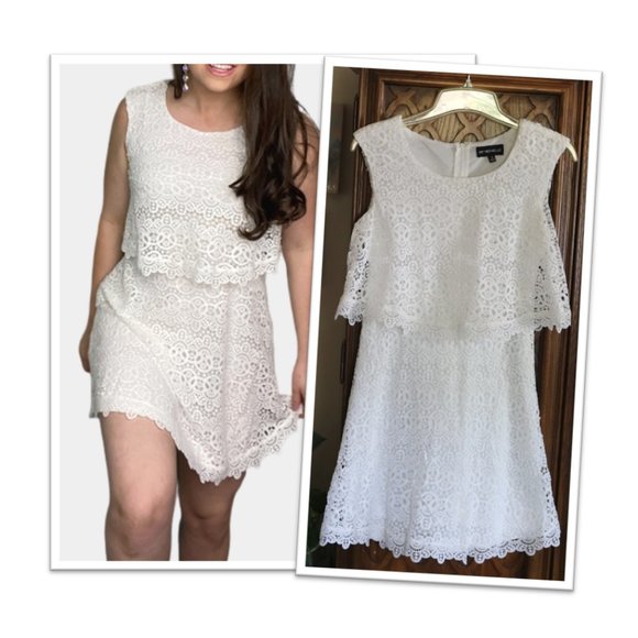 MY MICHELLE Sleeveless Lace Overlay Popover A-line Dress NWT! - White, Size 4 - Picture 16 of 16